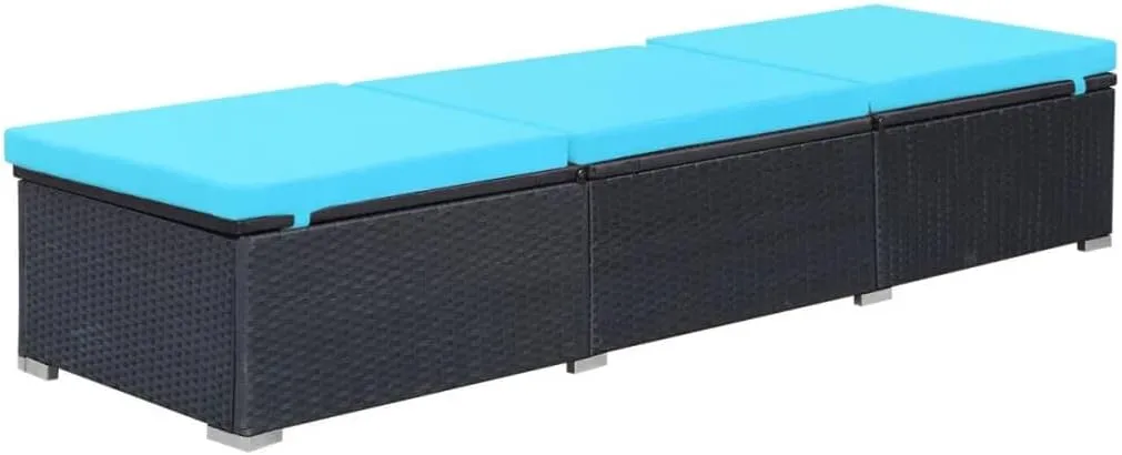 Sun Lounger with Cushion Poly Rattan BlackLuxury Sun Loungers with Adjustable Backrest and Cushioned Seat