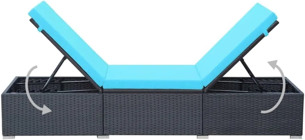 Sun Lounger with Cushion Poly Rattan BlackLuxury Sun Loungers with Adjustable Backrest and Cushioned Seat