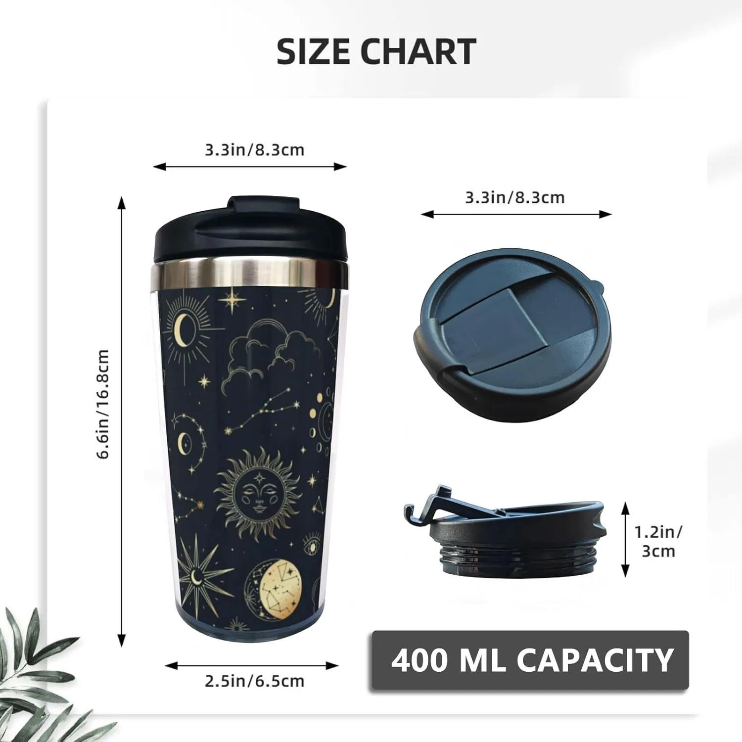 Sun Moon and Star Travel Coffee Mug, Magic Eye Astrolabe Stainless Steel Thermal Insulated Tumbler Cup with Lid, Thanksgiving Christmas Birthday for Men Women Friend Bestie Sister, 13 Oz