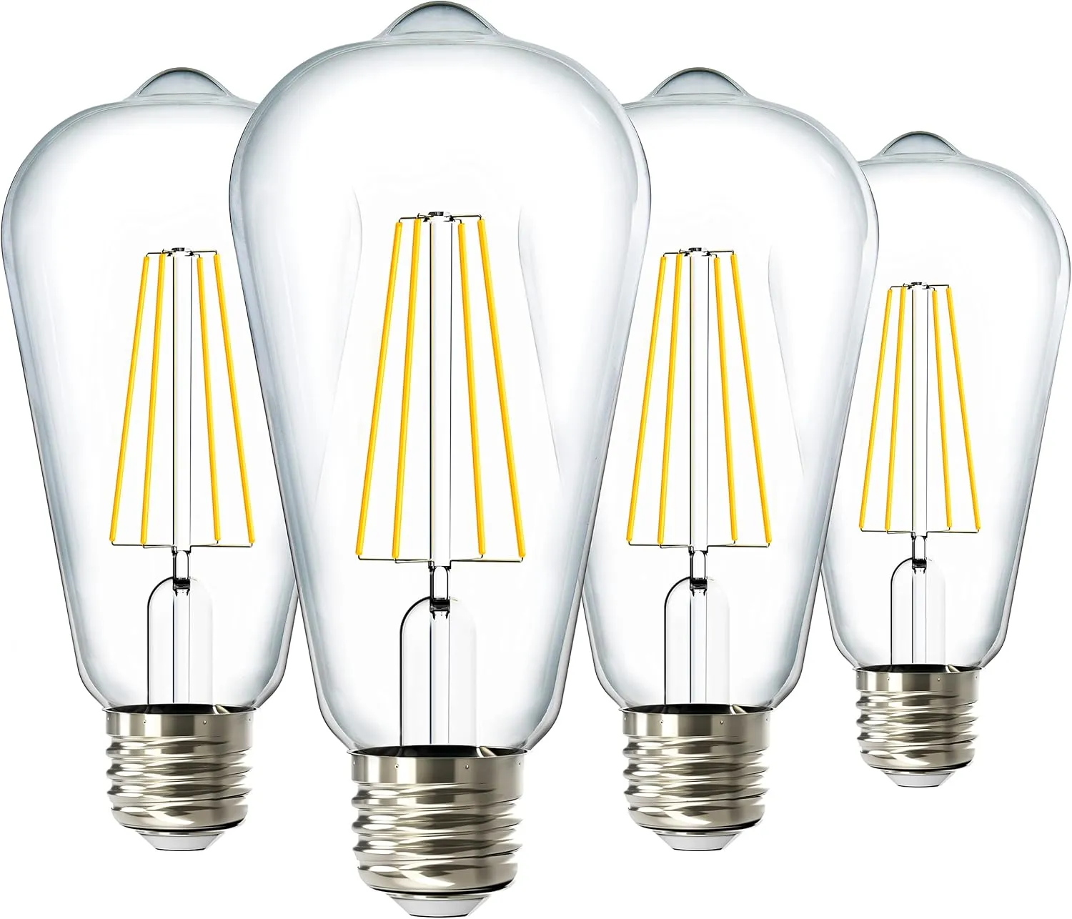Sunco 4 Pack Dusk to Dawn Light Bulbs LED Edison 5000K Daylight, CRI90 7W Equivalent 60W, Vintage Style ST64 Extra Bright Automatic Bulb, 800 Lumens, E26 Base, Light Sensing Outdoor UL.