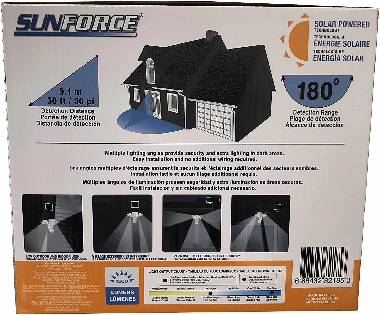 Sunforce Solar Triple Head Motion Activated Security Light 1500 Lumens