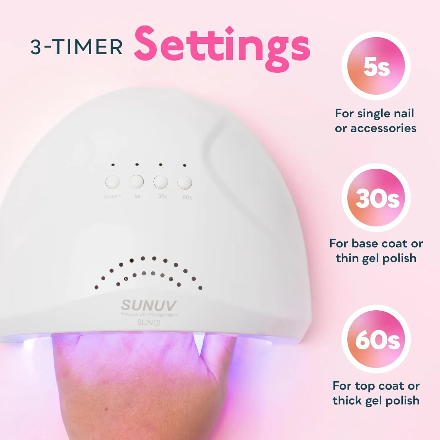 SUNUV UV LED Nail Lamp, Gel Light for Nail Polish UV Dryer with 3 Timers SUNone White