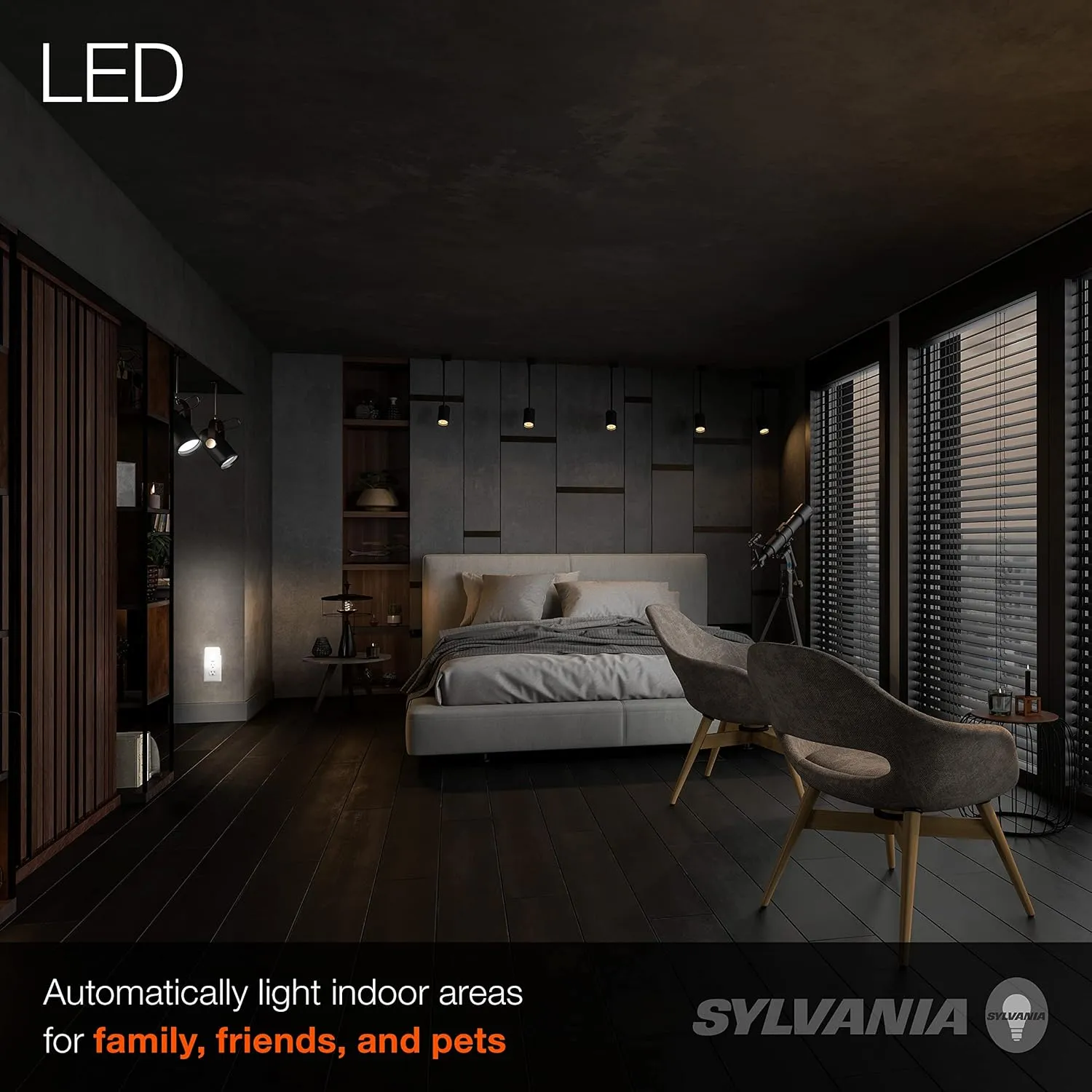 SYLVANIA LED Night Light with USB Port and Socket, 3-Color Select, Frosted, 3000K, 5 Lumens, Cool White - 1 Pack (64991)