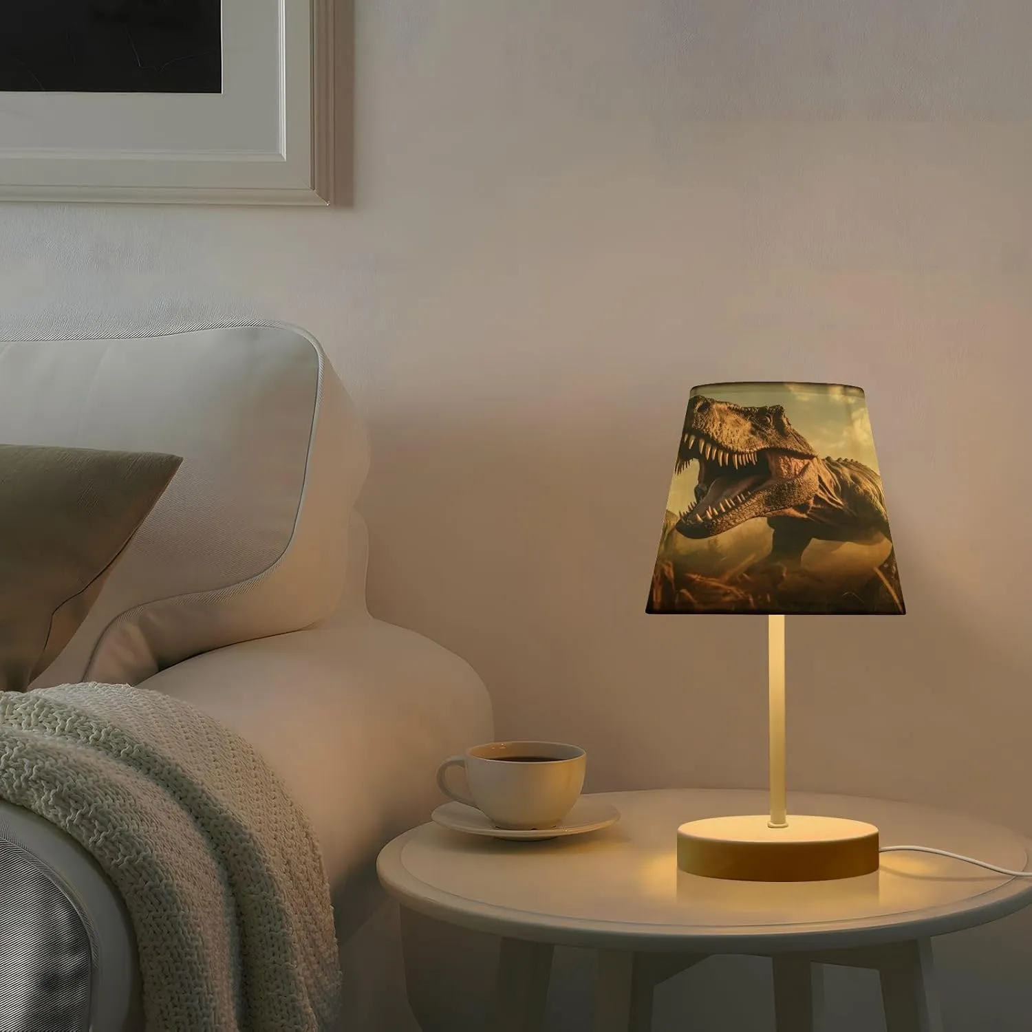 Table Lamp for Bedroom 3 Lighting Modes Night Light Dinosaurs Running Grasslands Desk Lamp for Reading Study Living Room Bedroom Medium