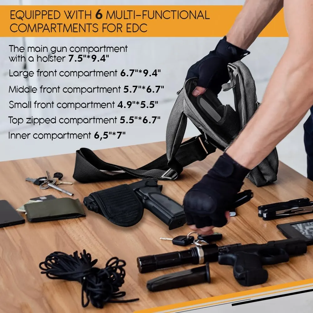TECEUM Tactical Compact Sling Bag – CCW for Everyday – 10  Styles – Shoulder Crossbody Bag for Concealed Carry of Handgun