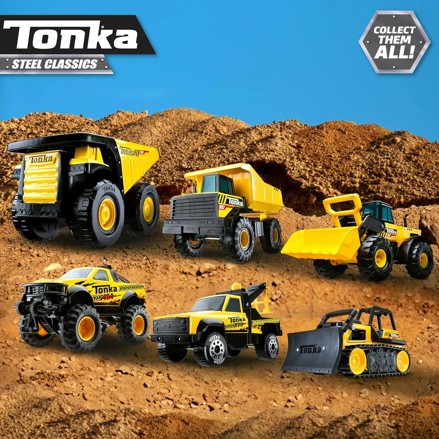 Tonka Steel Classics 4x4 Pickup Truck - Made with Steel & Sturdy Plastic, Yellow Toy Construction Truck, Boys and Girls, Kids, Toddlers, Ages 3 