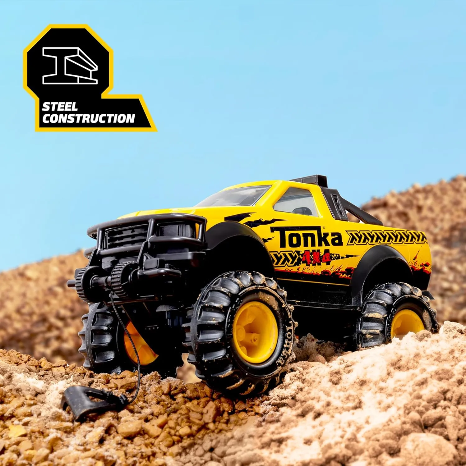Tonka Steel Classics 4x4 Pickup Truck - Made with Steel & Sturdy Plastic, Yellow Toy Construction Truck, Boys and Girls, Kids, Toddlers, Ages 3 