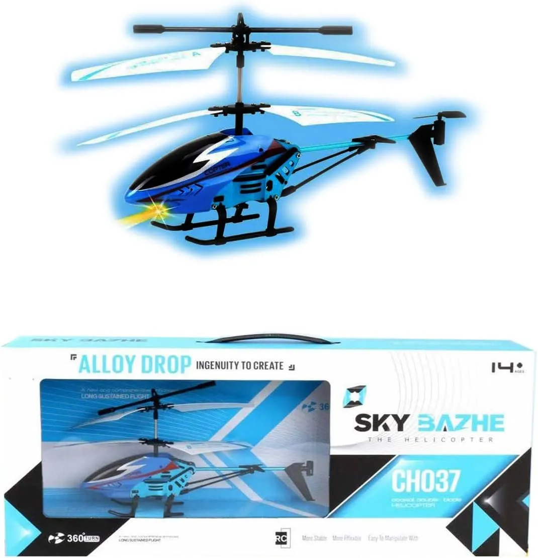 Toy Alloy Mini Helicopter Remote Control Micro RC Helicopter with Gyro and LED Light 3.5HZ Channel, Random Color