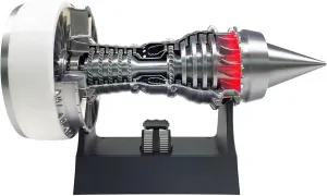 TR900 Turbofan Aircraft Engine Model, Adjustable Speed Turbojet with Light, Mechanical Science Aero Engine That Works, Education Toy Gift Desk Decor for Adult Hobbyists, 28cm