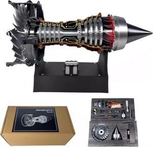 TR900 Turbofan Model Kit, Adjustable Speed Aircraft Engine with LED Light, Mechanical Science Aero Engine Education Toy Gift Decor for Adult Hobbyists, 28cm (Assembly Version)