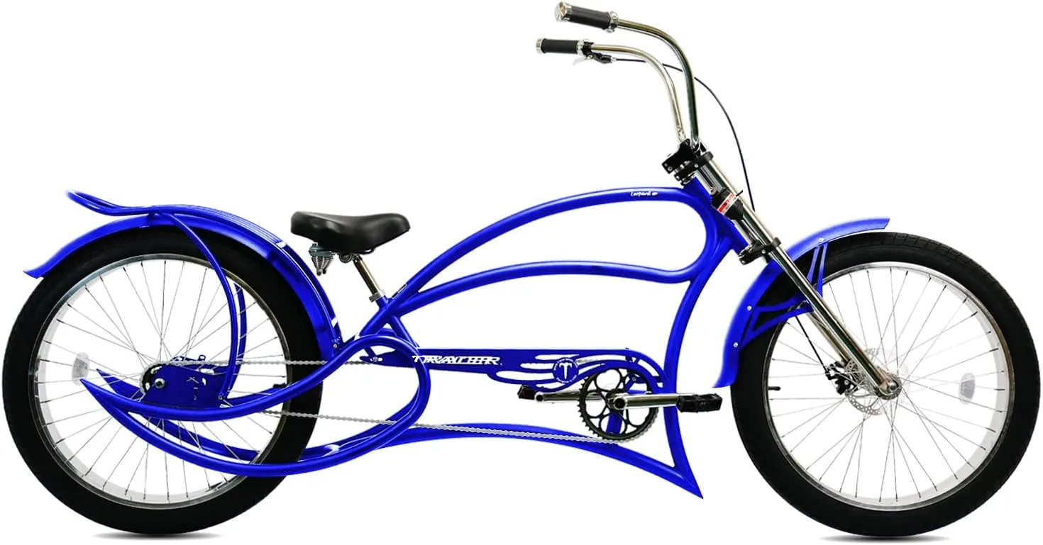 Tracer Leopard 26 Inch Wheel Chopper Stretch Bike Beach Cruiser High Rise Handlebar Suspension Fork 3 Speed 26 X 3 Fat Tires