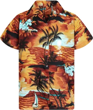 Trend-Hawaiian-Shirt Men Short-Sleeve Front-Pocket Stylish Funky Sun Surf-Boards Palms Unisex