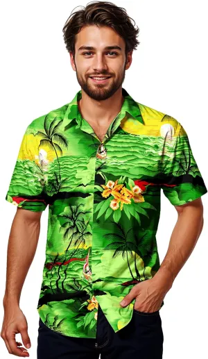Trend-Hawaiian-Shirt Men Short-Sleeve Front-Pocket Stylish Funky Sun Surf-Boards Palms Unisex