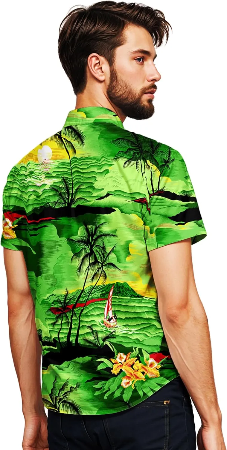 Trend-Hawaiian-Shirt Men Short-Sleeve Front-Pocket Stylish Funky Sun Surf-Boards Palms Unisex