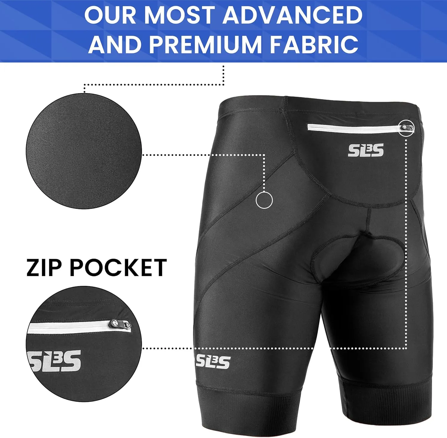 Triathlon Shorts Mens - Padded Tri Shorts Mens – Swim, Bike, Run – Duathlon or Triathlon with Pocket