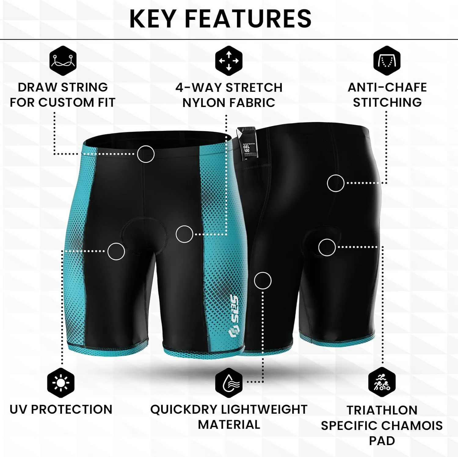 Triathlon Shorts Mens – Tri Shorts Mens – 2 Pockets FRT – Designed by Athletes for Racing