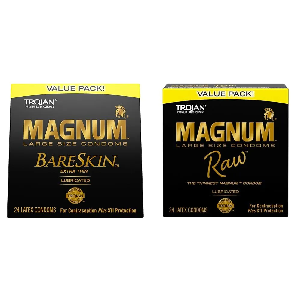 TROJAN Magnum BareSkin and Raw Large Condoms, 24 Count Value Packs (2 items)