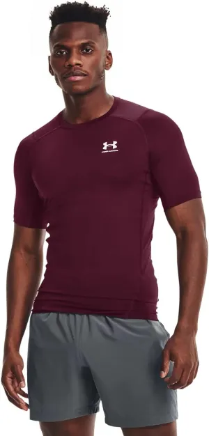 Under Armour Men's Armour HeatGear Compression Short-Sleeve T-Shirt , Maroon (609)/White, Medium Tall