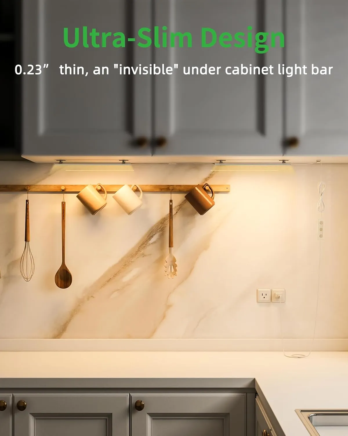 Under Cabinet Lighting Plug-in, Dimmable Under Counter Lights for Kitchen, 3pcs 12 Inch, Warm White 3000K Linkable USB Led Light Strip, Wired Led Light Bar for Desk,Sink,Workbench