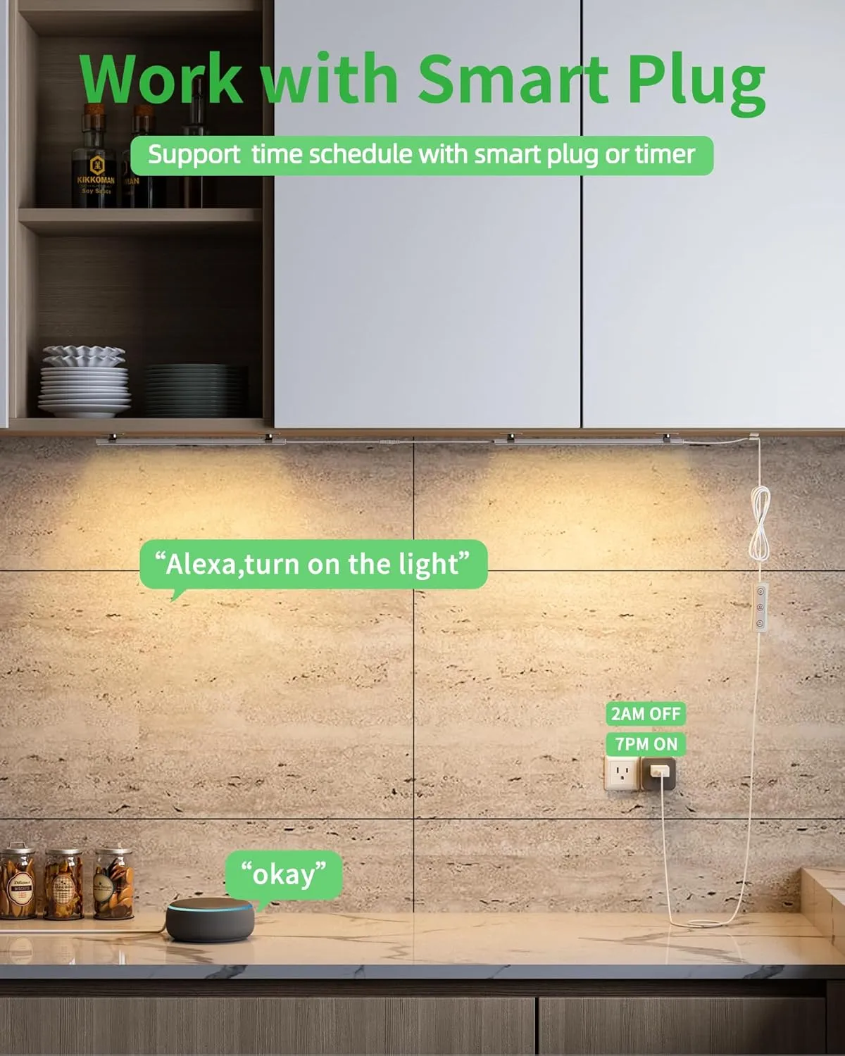 Under Cabinet Lighting Plug-in, Dimmable Under Counter Lights for Kitchen, 3pcs 12 Inch, Warm White 3000K Linkable USB Led Light Strip, Wired Led Light Bar for Desk,Sink,Workbench