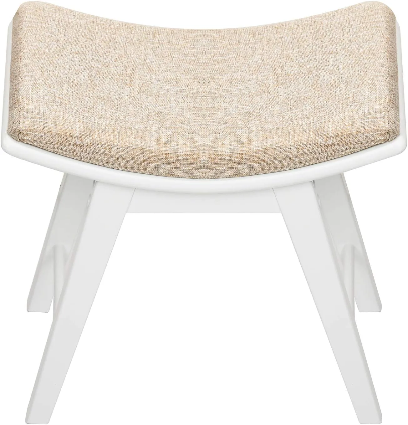 URFORESTIC Vanity Stool, Modern Makeup Dressing Stool with Concave Seat Surface,Capacity 300lb, Easy Assembly (White)