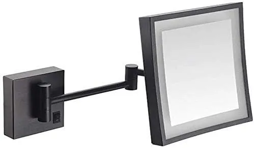 Vanity Makeup 3X Magnification USB Charging Square Retractable Chrome Finish