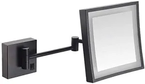 Vanity Makeup 3X Magnification USB Charging Square Retractable Chrome Finish