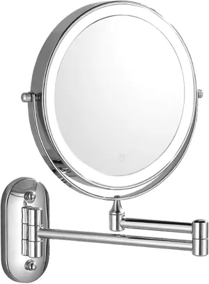 Vanity Mirror for Wall Mount, 10x Magnification Makeup Mirror with Lights, Double Sided Bathroom Mirror 360° Swivel Shaving Mirrors, Touch Control, USB ChargePolished Chrome