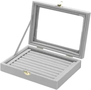 Velvet Jewelry Box with Cover Jewelry Display Box Tray Holder Storage Box Organizer