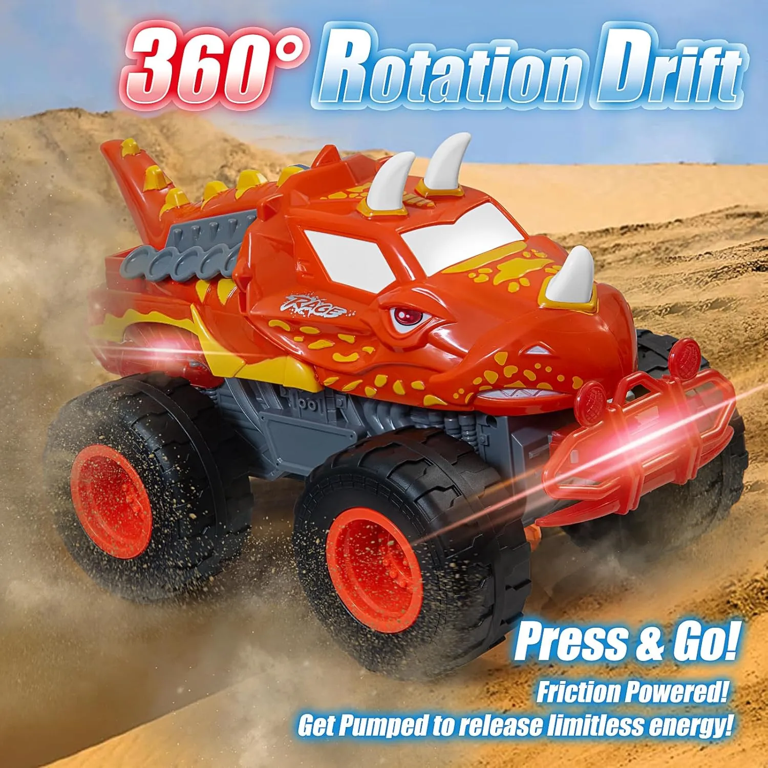 Veslier Big Dinosaur Monster Truck Toys for Boys Age 3 4 5 6 7 Year Old -Lights & Sounds Large Transportation Truck Toy for Kids Boy