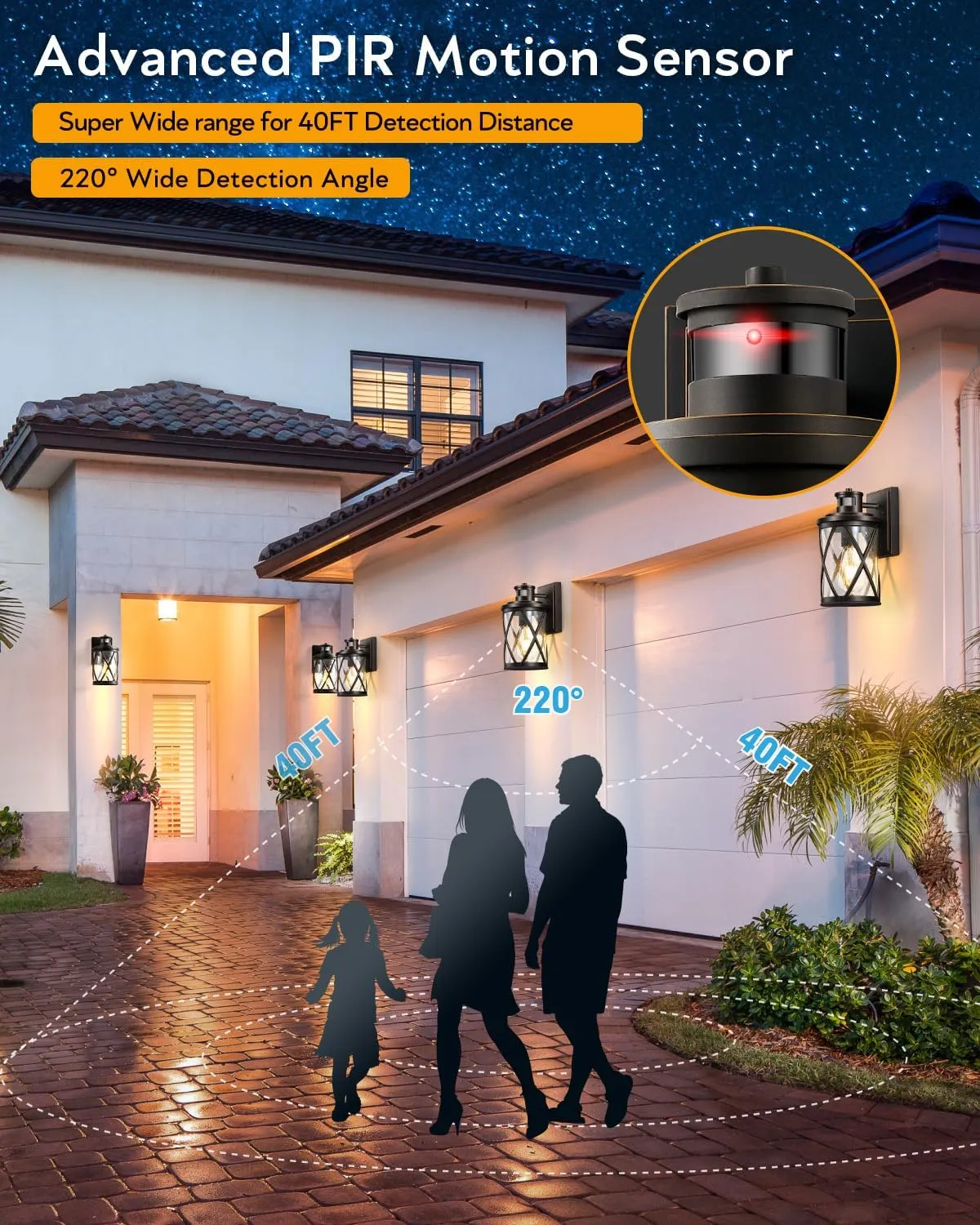 VIANIS Motion Sensor Outdoor Lights, Bronze Outside Lights for House Dusk to Dawn, Anti-Rust ORB Exterior Lighting Fixtures for House, Garage, Front Porch, Doorway, Waterproof, Oil Rubbed Bronze