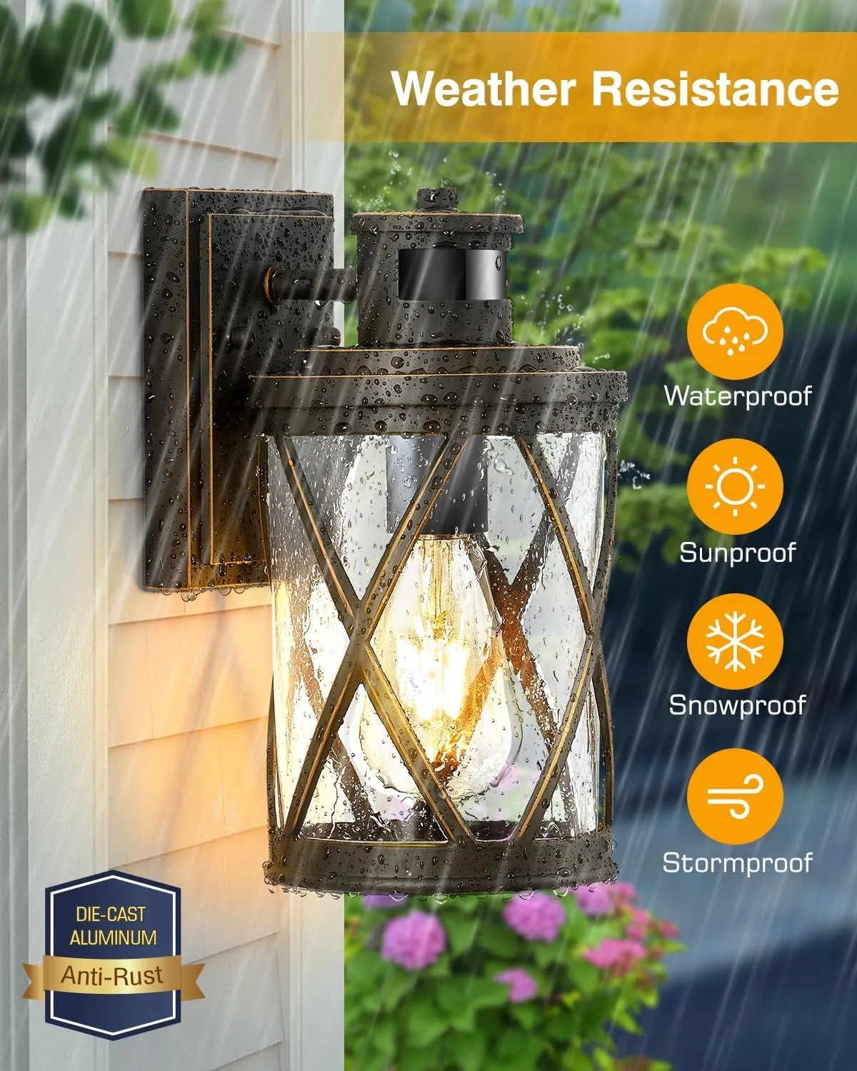VIANIS Motion Sensor Outdoor Lights, Bronze Outside Lights for House Dusk to Dawn, Anti-Rust ORB Exterior Lighting Fixtures for House, Garage, Front Porch, Doorway, Waterproof, Oil Rubbed Bronze
