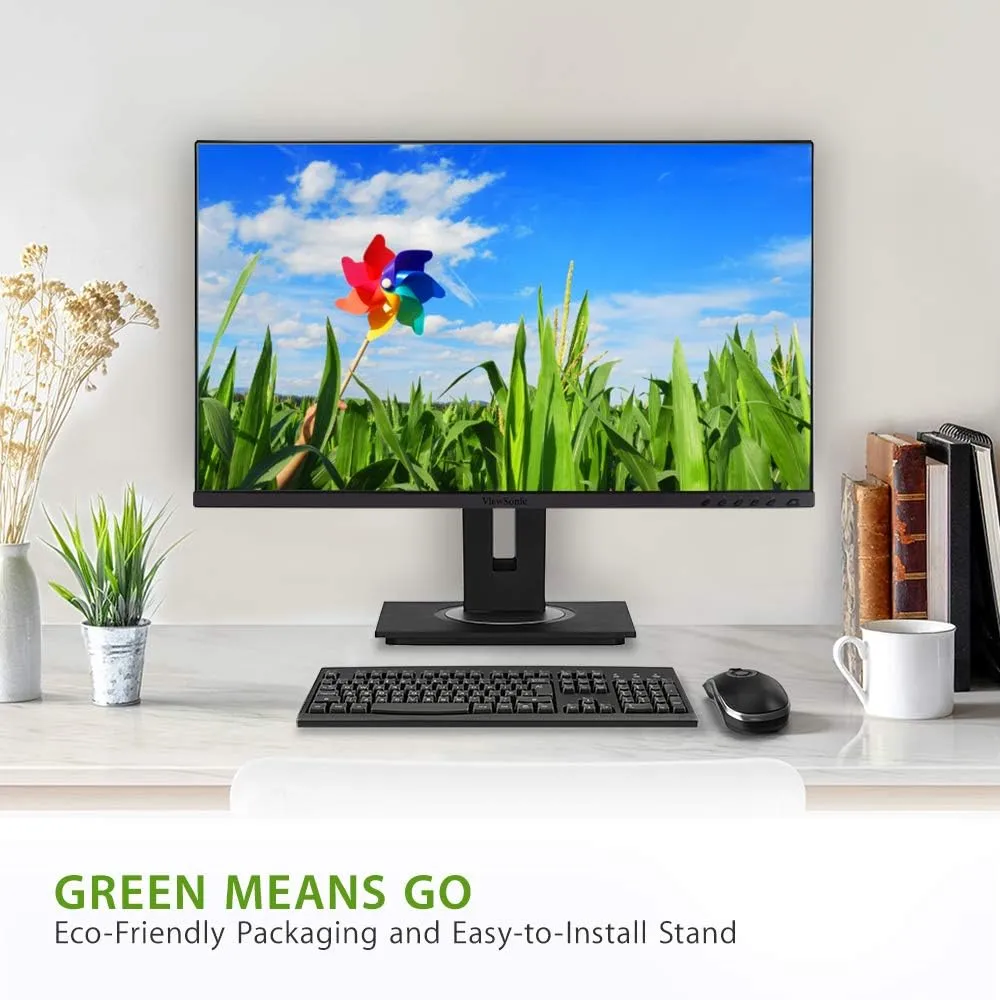 ViewSonic VG2455 24 Inch IPS 1080p Monitor with USB C, HDMI, DisplayPort, VGA and 40 Degree Tilt Ergonomics for Home and Office