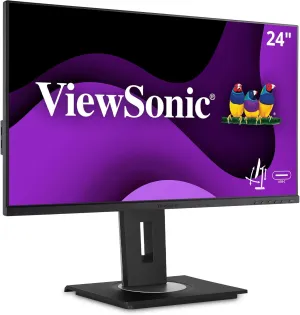 ViewSonic VG2455 24 Inch IPS 1080p Monitor with USB C, HDMI, DisplayPort, VGA and 40 Degree Tilt Ergonomics for Home and Office