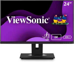 ViewSonic VG2455-2K 24 Inch IPS 1440p Monitor with USB 3.1 Type C HDMI DisplayPort and 40 Degree Tilt Ergonomics for Home and Office (Renewed)