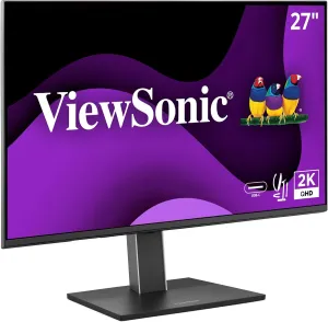 ViewSonic VG2752-2K 27 Inch IPS 1440p Ergonomic Monitor with Tilt, Swivel, Pivot, Height Adjust, 100Hz, 5-Port USB Hub, HDMI, DisplayPort, and 65W USB C Inputs