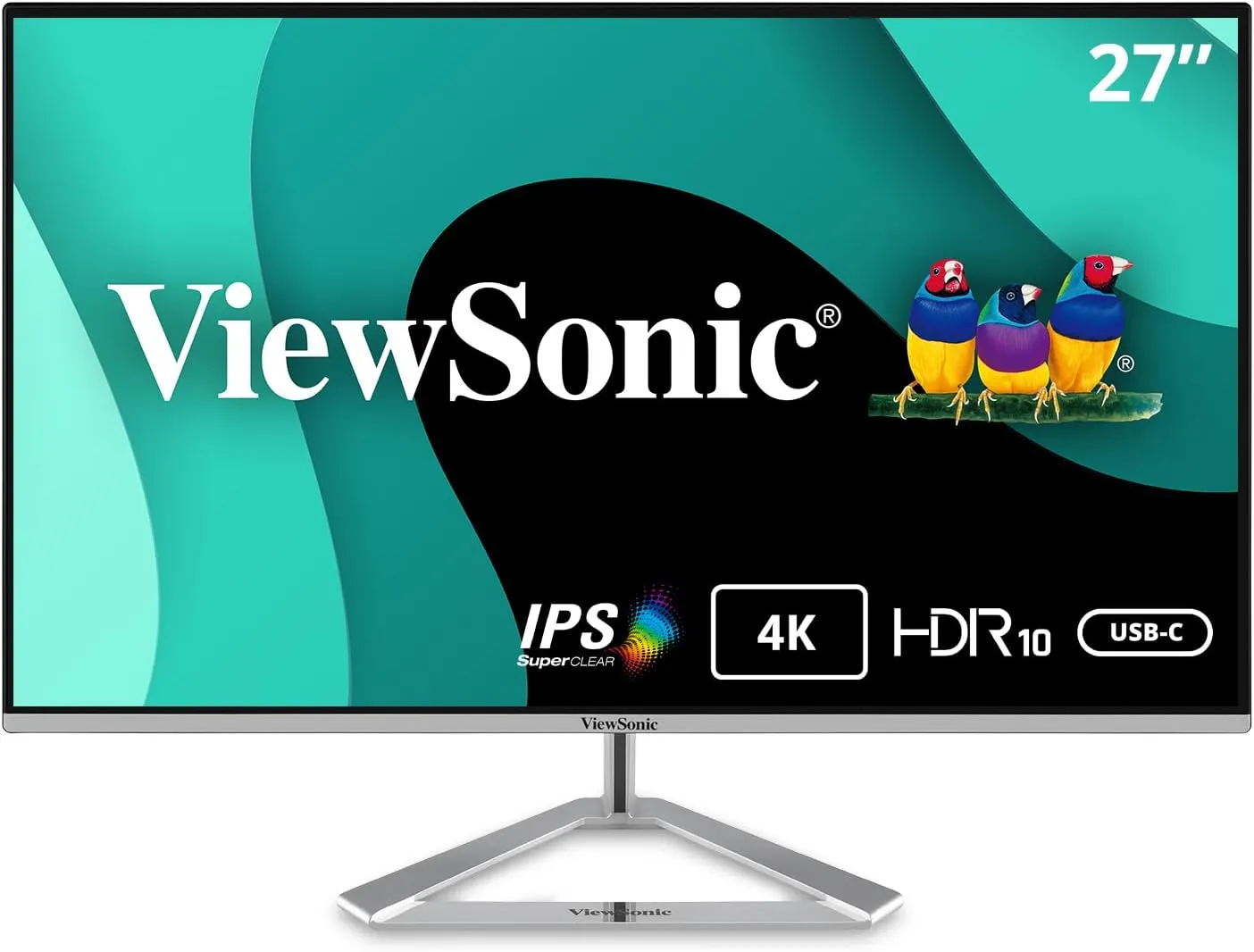 ViewSonic VX2776-4K-MHDU 27" 4K UHD IPS Monitor, 65W USB C, HDR10 Content Support, Thin Bezels, HDMI, DisplayPort (Renewed)