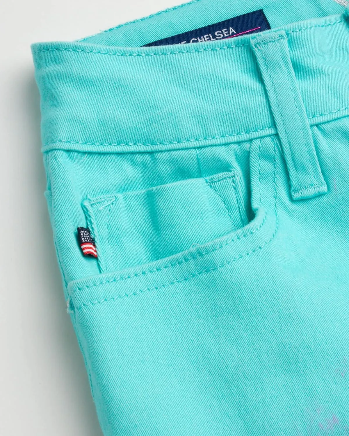 VIGOSS Girls’ Shorts – Basic Soft Stretch Twill Shorts for Girls – Kids’ Adjustable Roll-Cuff Shorts (4-16)