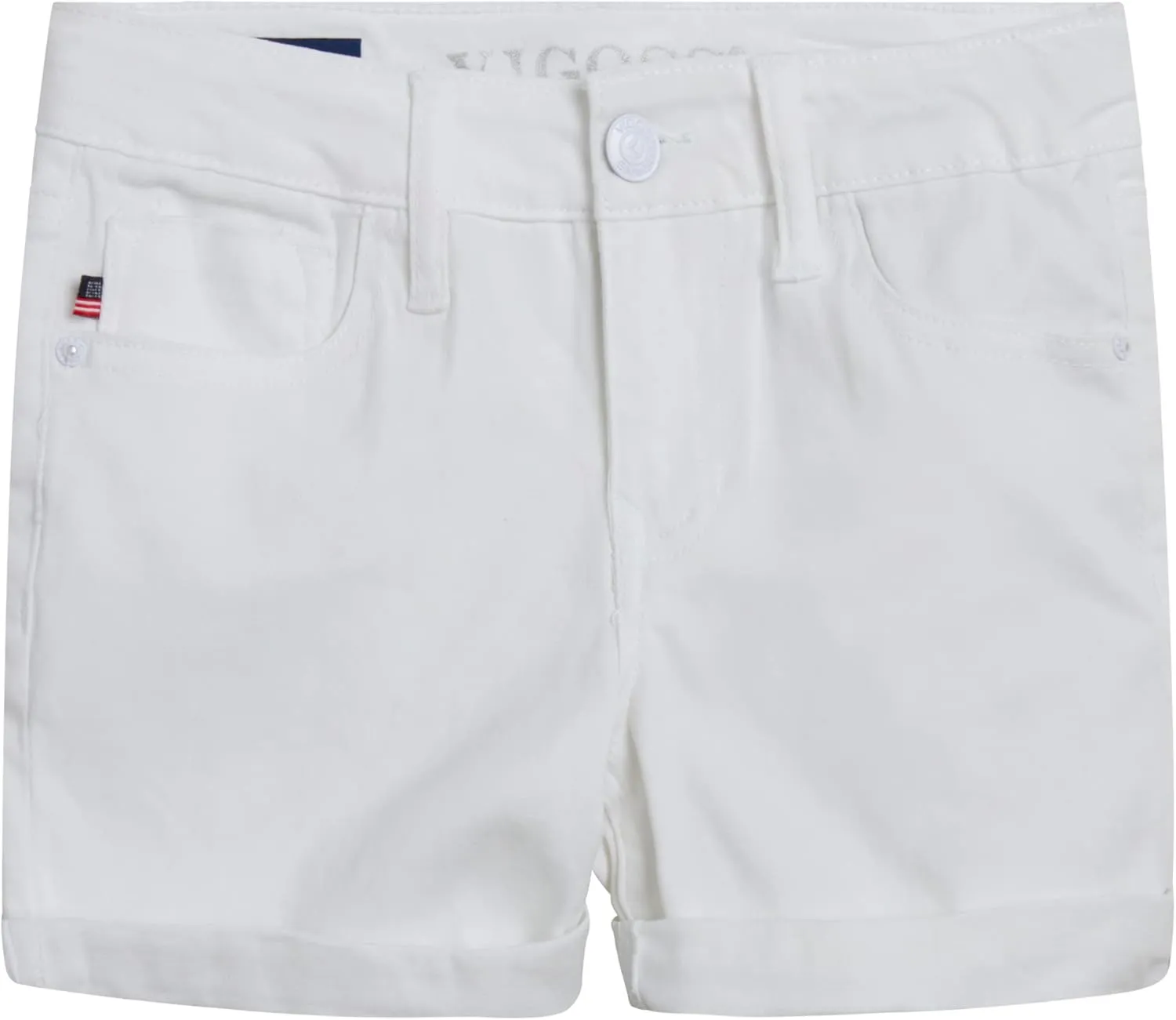 VIGOSS Girls’ Shorts – Basic Soft Stretch Twill Shorts for Girls – Kids’ Adjustable Roll-Cuff Shorts (4-16)