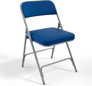 VINGLI Padded Folding Chairs with Thick Seat Cushion, Portable, Durable & Extra Comfortable Foldable Chairs for Indoor & Outdoor Events, Banquet, Party, Dinning, Work, Craft, Fabric, Navy Blue, 1 Pack
