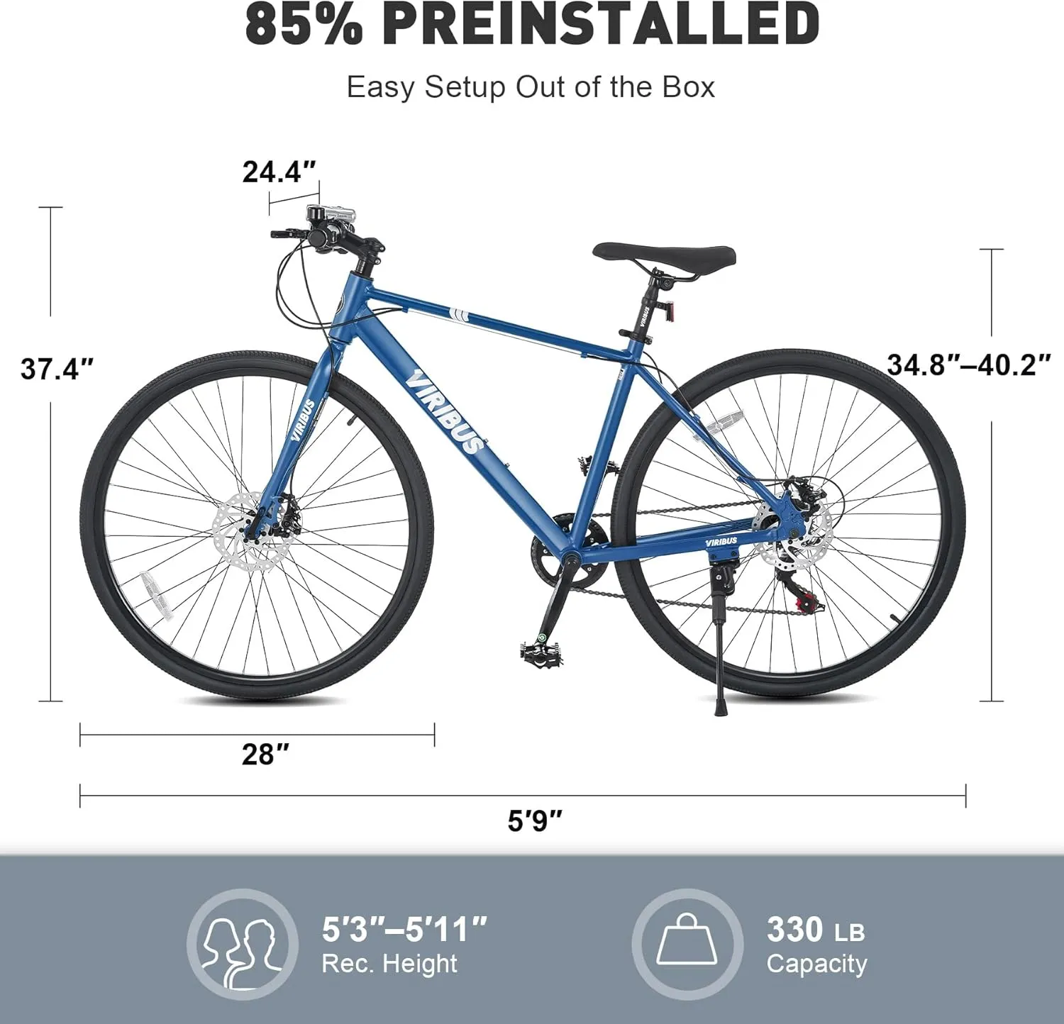 Viribus Hybrid Bikes, 28 inch Road Bike 7 Speed with Lightweight Aluminum Frame, 700C Wheels, Hybrid Bicycle for Men Adults, City Commuters, Vintage Retro