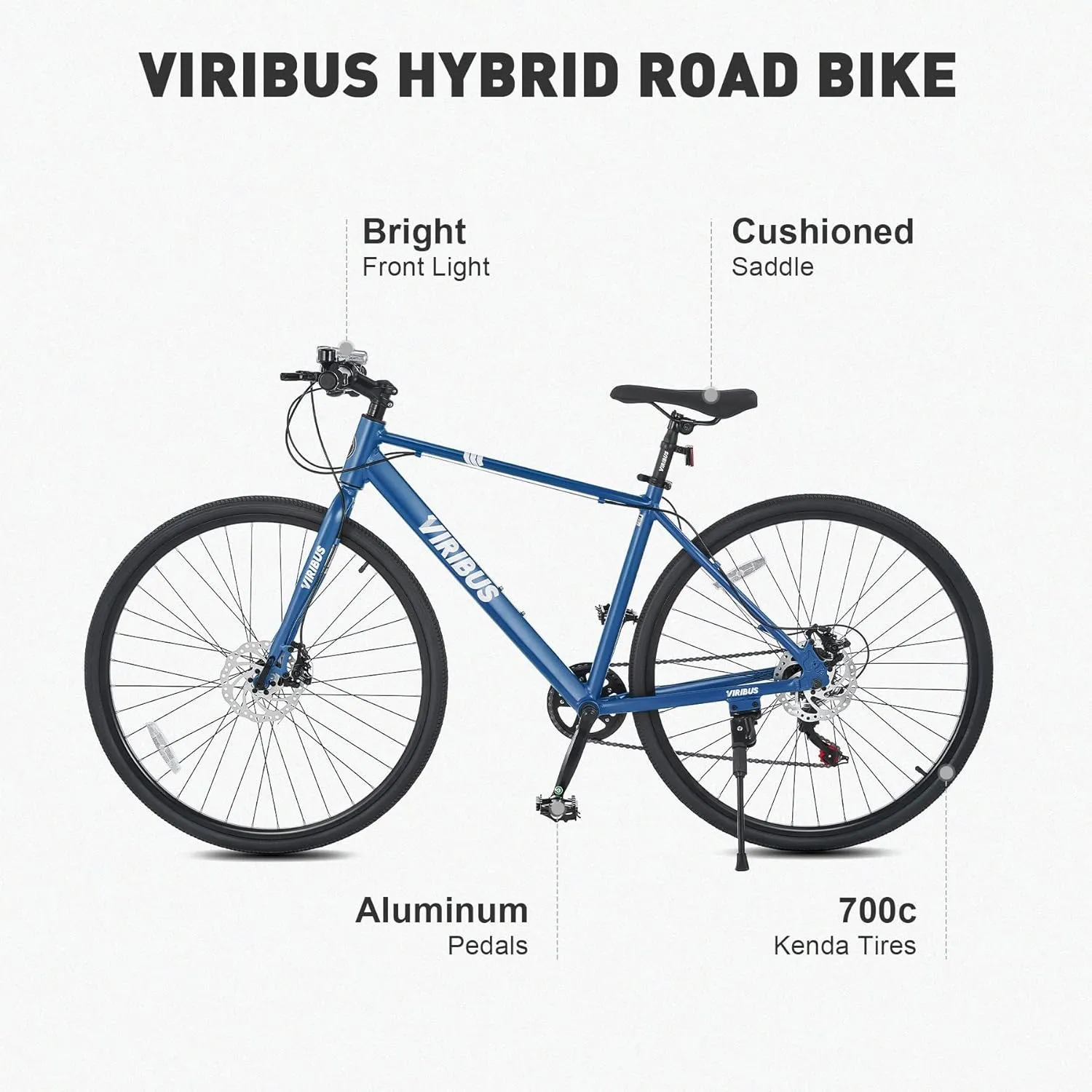 Viribus Hybrid Bikes, 28 inch Road Bike 7 Speed with Lightweight Aluminum Frame, 700C Wheels, Hybrid Bicycle for Men Adults, City Commuters, Vintage Retro