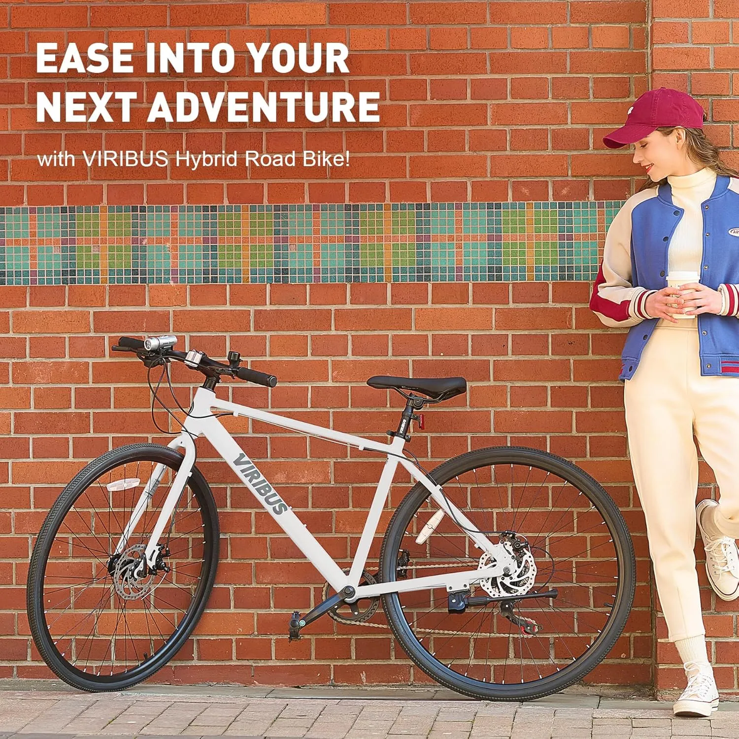 Viribus Hybrid Bikes, 28 inch Road Bike 7 Speed with Lightweight Aluminum Frame, 700C Wheels, Hybrid Bicycle for Men Adults, City Commuters, Vintage Retro