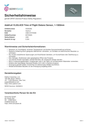 VL53L4CD Time of Flight Distance Sensor - ~1 to 1300mm - Stemma QT/Qwiic Ada 5396