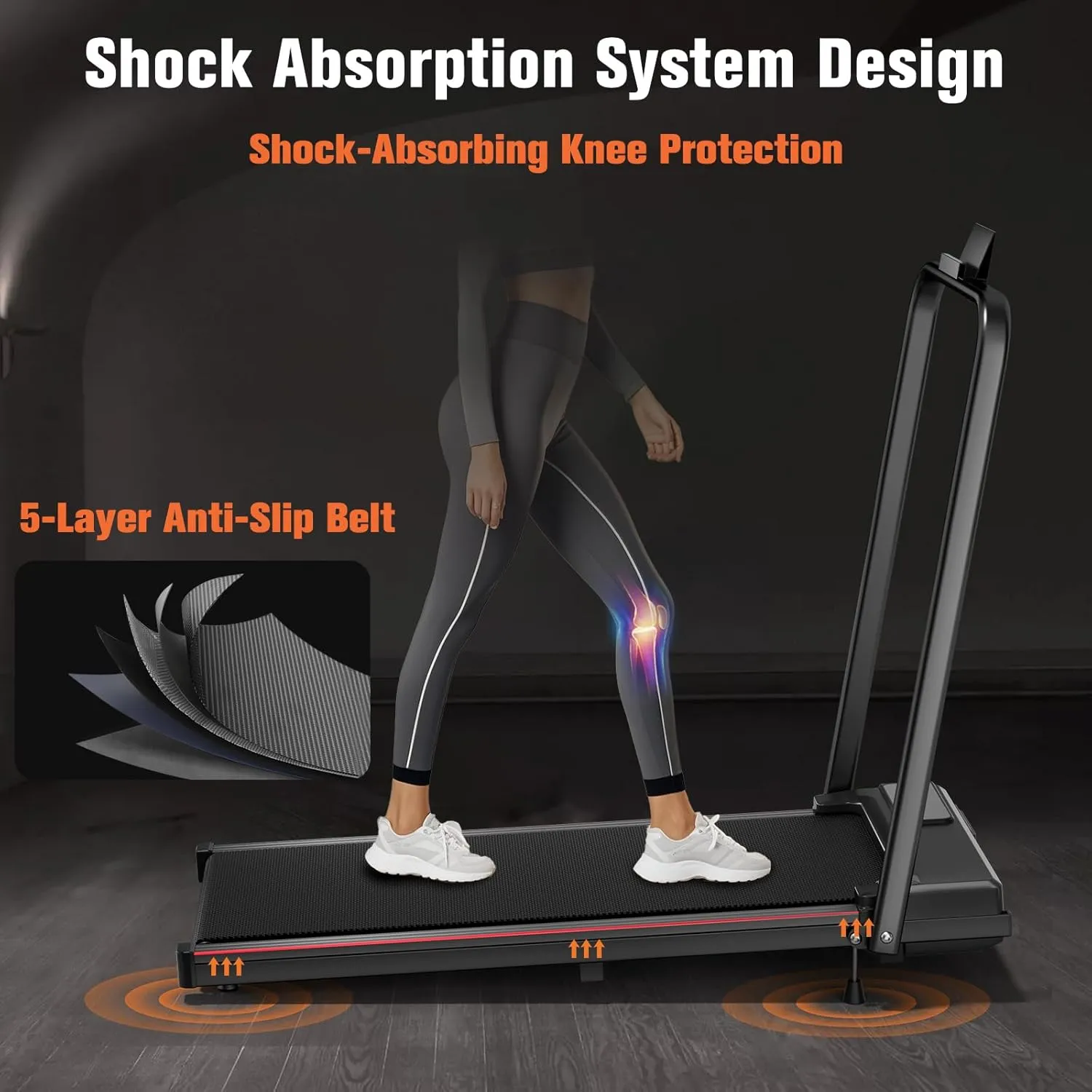 Walking Pad Treadmill With Incline, Under Desk for Home Office, Portable 2.5HP, 300 lbs Capacity, APP/Remote Control, LED Displays, Manual Incline(M)