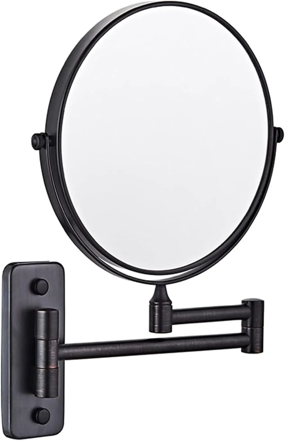 Wall Mounted Lighted Makeup Mirror 8Inch Double Sided Shaving Mirror with Magnifaction, 360 Swivel Extendable Arm Bathroom Vanity Mirrors(Black,5X)