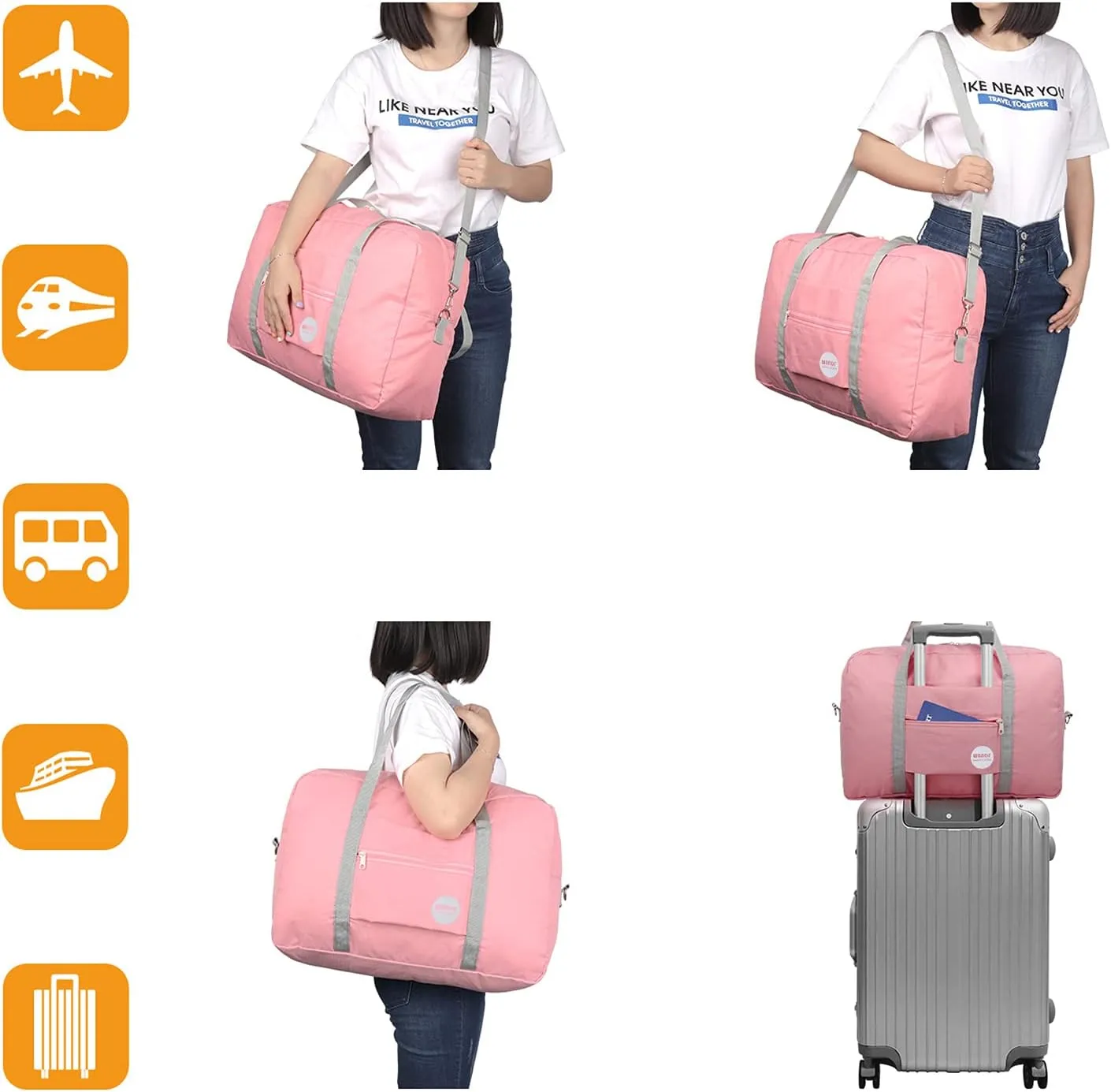 WANDF For Spirit Airlines Personal Item Bag 18x14x8 Travel Duffel Bag Underseat Foldable Carry-on Luggage for Women