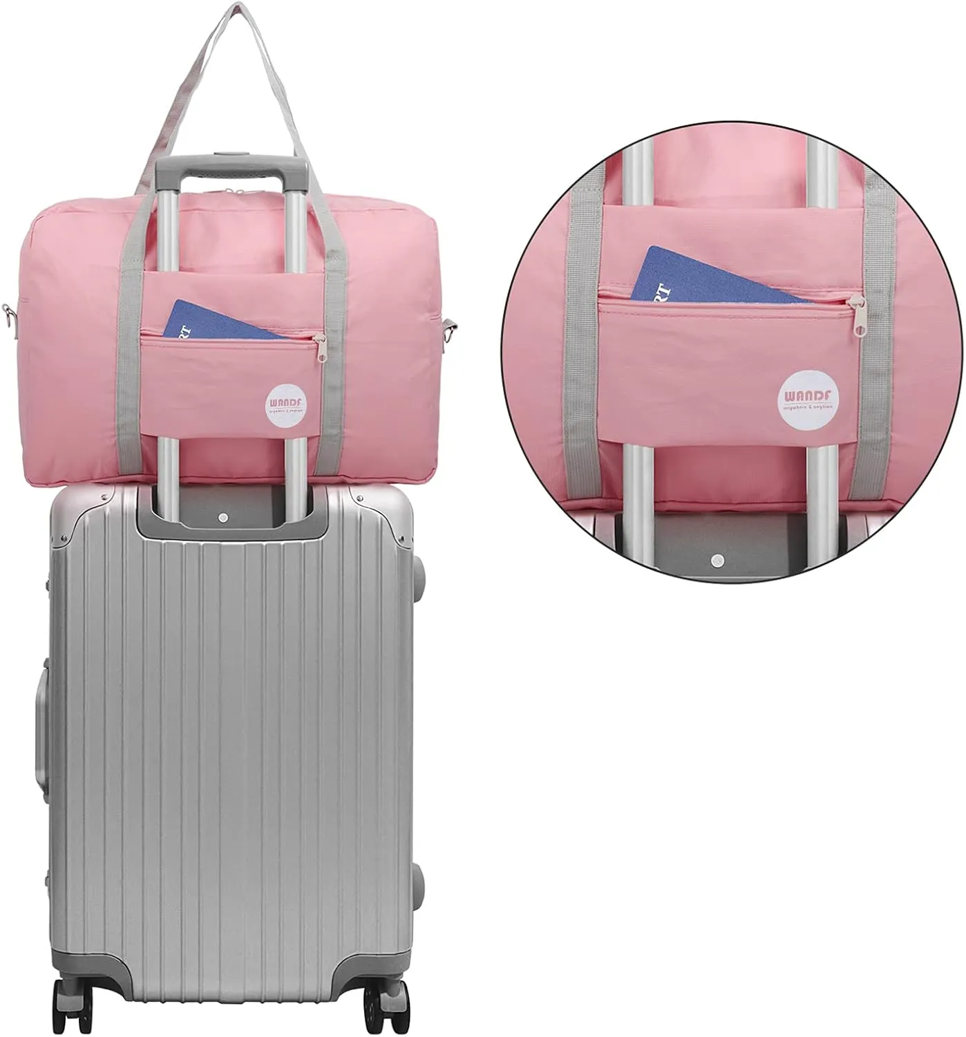 WANDF For Spirit Airlines Personal Item Bag 18x14x8 Travel Duffel Bag Underseat Foldable Carry-on Luggage for Women
