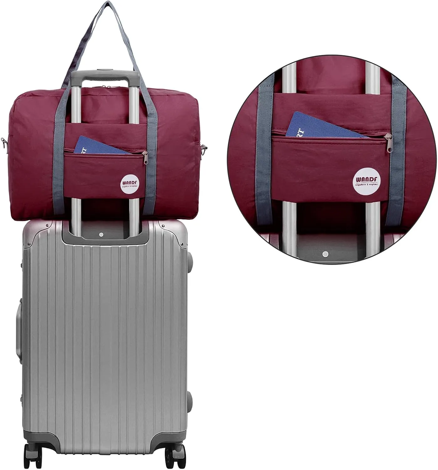 WANDF For Spirit Airlines Personal Item Bag 18x14x8 Travel Duffel Bag Underseat Foldable Carry-on Luggage for Women