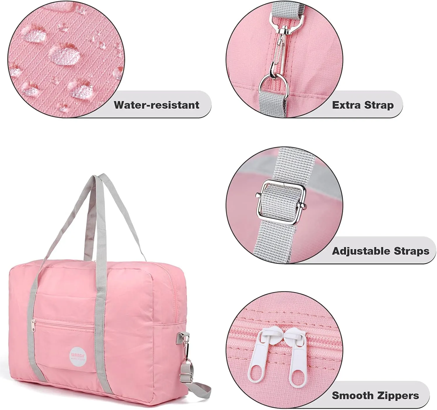 WANDF For Spirit Airlines Personal Item Bag 18x14x8 Travel Duffel Bag Underseat Foldable Carry-on Luggage for Women